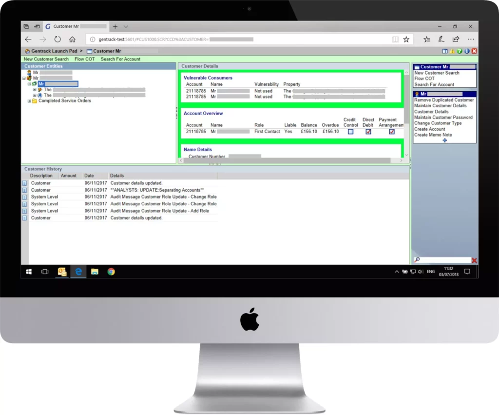 IMac Screengrab of Customer Details