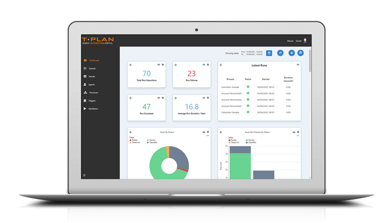 T-Plan Dashboard on a laptop