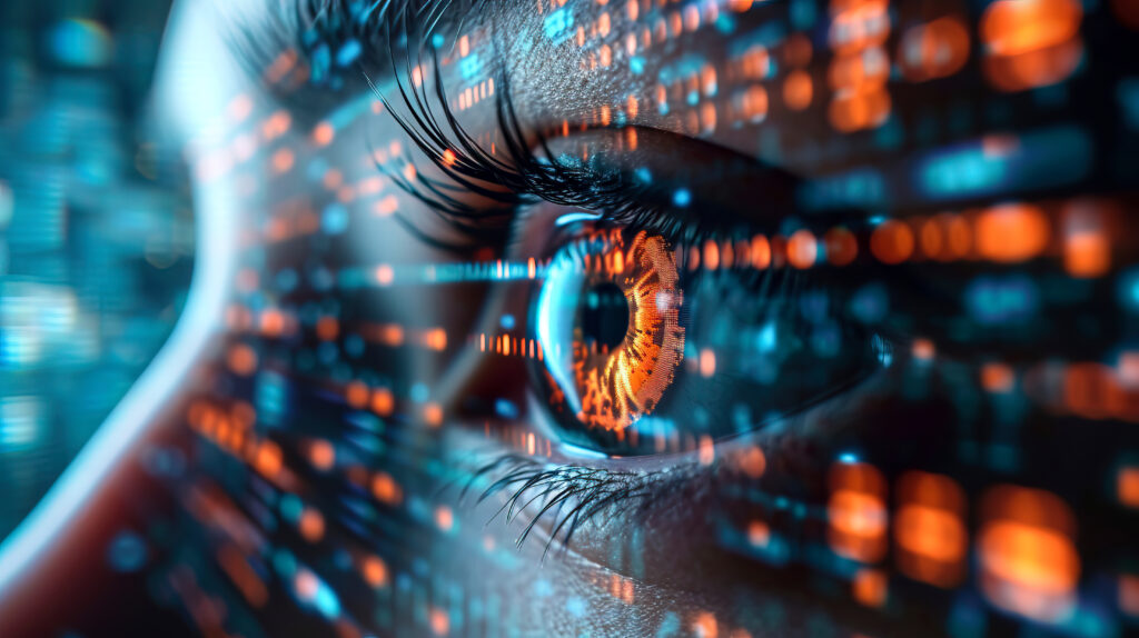 Fiery Gaze: Intimate Portrait of a Human Eye created with Generative AI technology