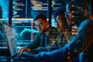 Testing developers in front off graphs and testing systems for banking