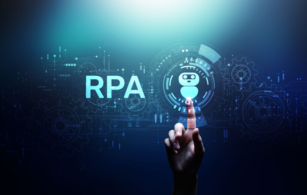 RPA Robotic process automation innovation technology concept on virtual screen.