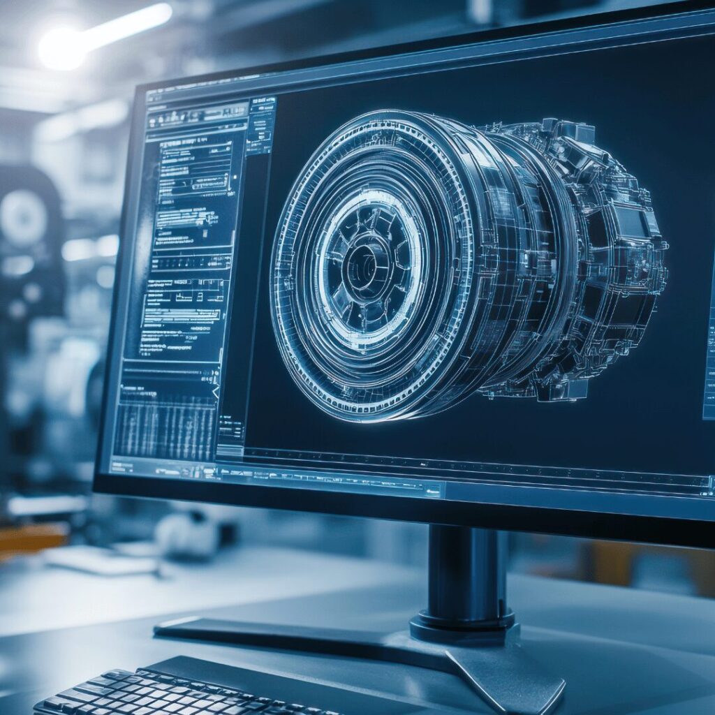 CAD GUI automation design computer with design on the screen