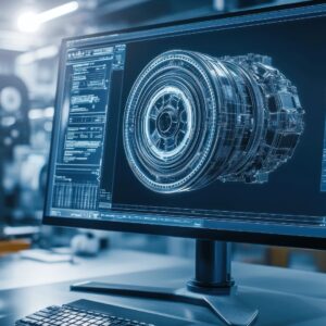CAD GUI automation design computer with design on the screen