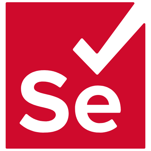 Selenium webdriver red logo with white text.