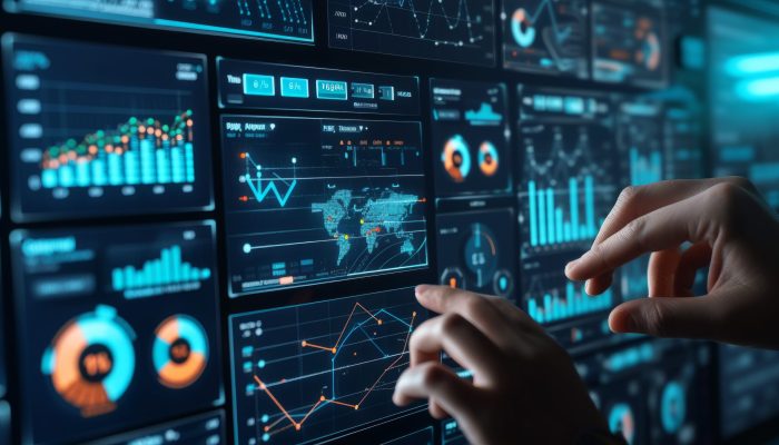 Automated Testing Process Visualization: An image illustrating an automated testing dashboard with passing and failing tests, including graphs and analytics.